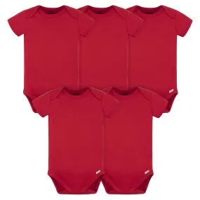 5-Pack Baby Red Premium Short Sleeve Onesies Bodysuits