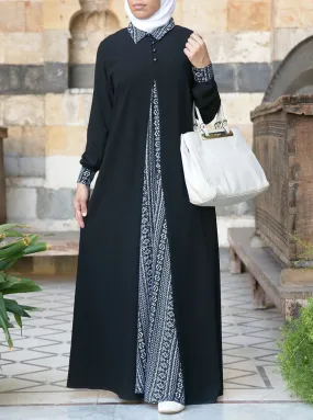 Adjustable Zipper Printed Abaya