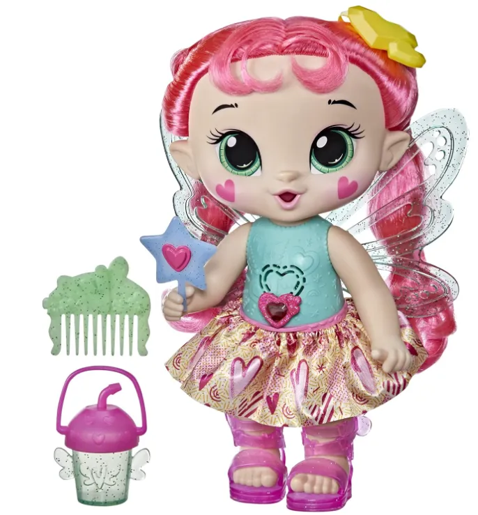 Baby Alive Glo Pixies Doll, Sammie Shimmer, Interactive 10.5-inch Pixie Doll Toy for Kids 3 and Up, 20 Sounds, Glows with Pretend Feeding,F2595