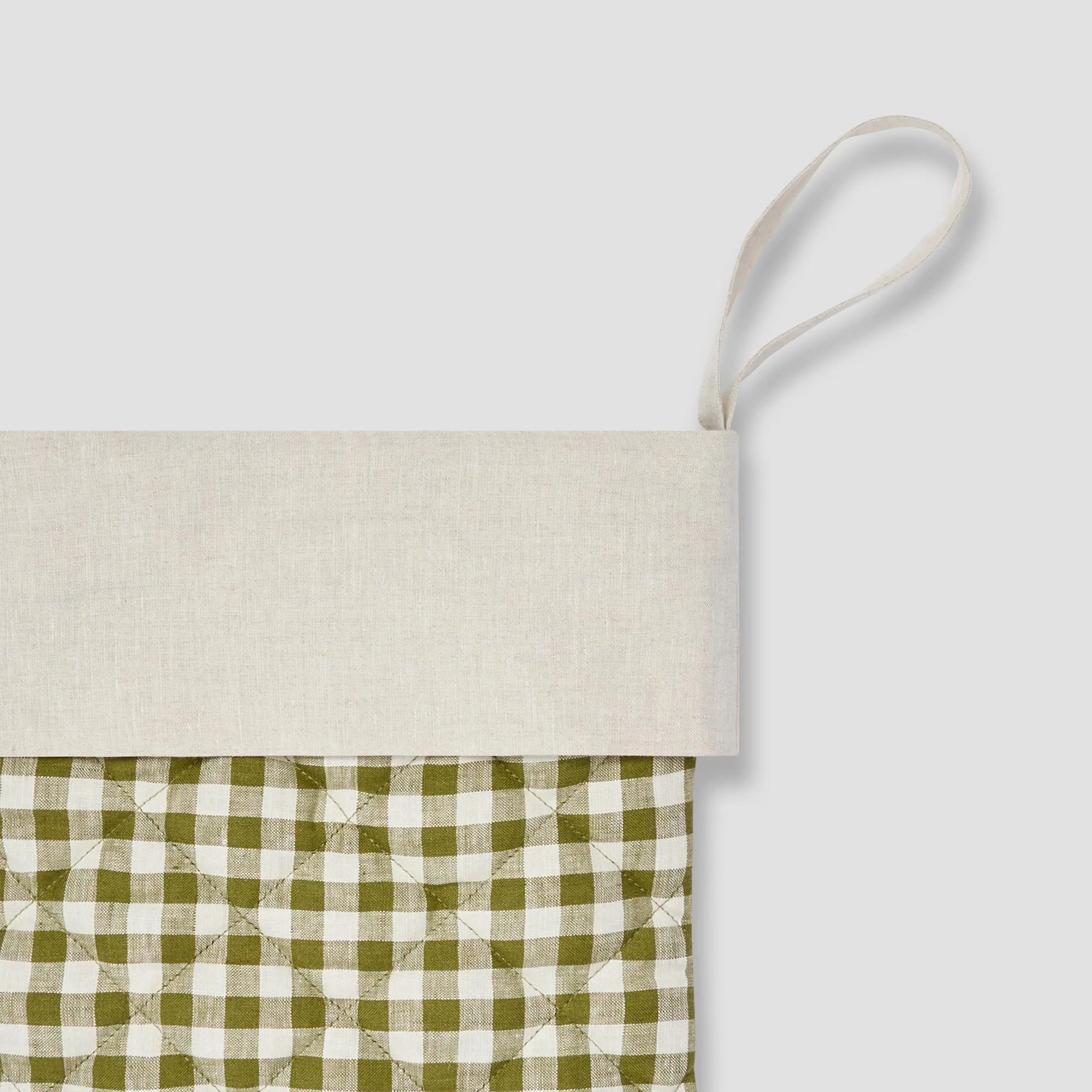 Botanical Green Gingham Christmas Stocking