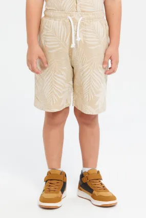 Boys Beige Jacquard Short