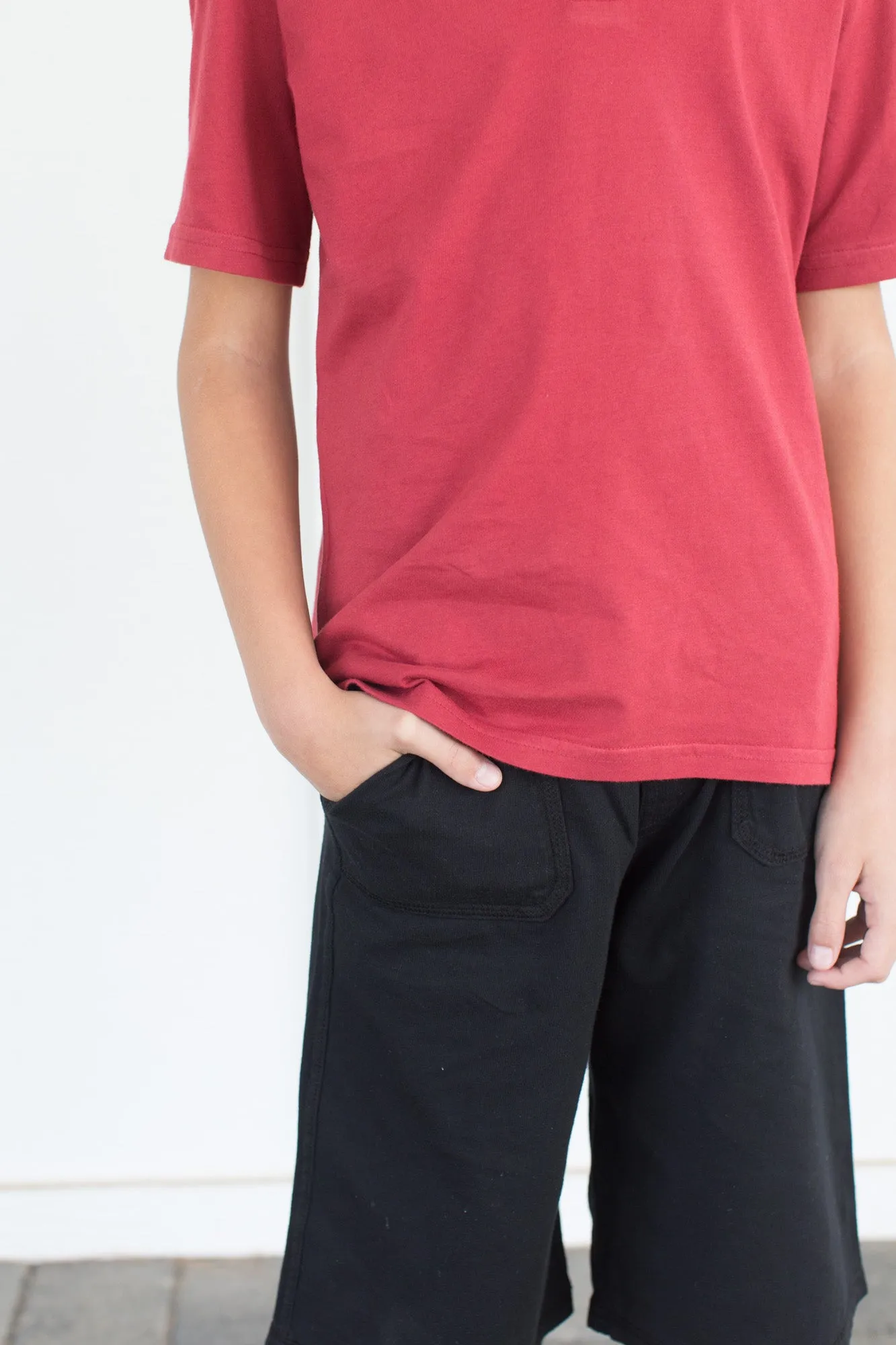 Boys Soft Cotton UPF 50  3 -Pocket Jersey Shorts | Dark Khaki