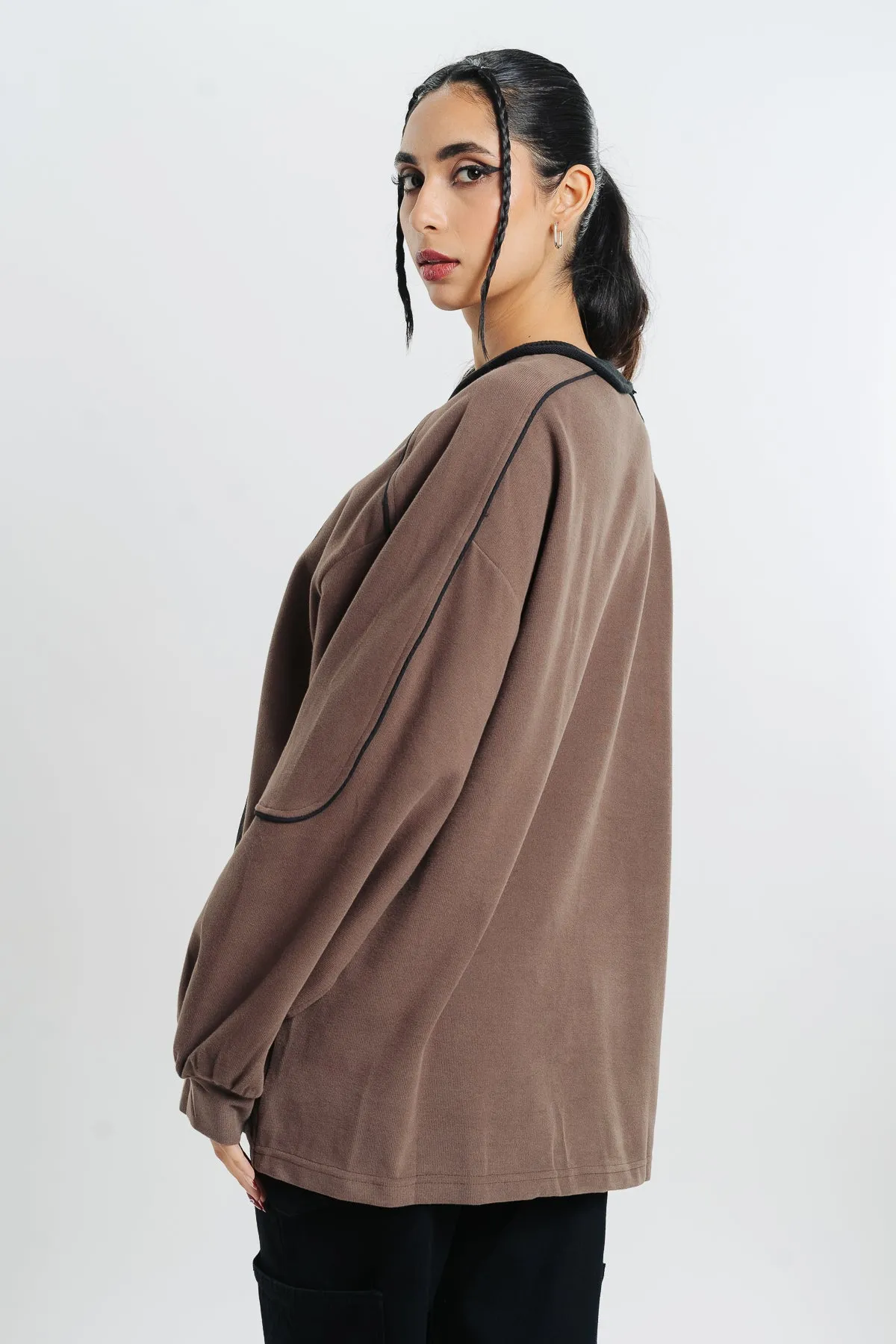 Brown Graphic Oversized Sweatshirt