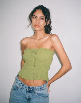 Cove Bandeau Top in Crinkle Green Sweet Pea