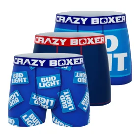 CRAZYBOXER Bud Light Can Logo Men's Boxer Briefs (3 pack)