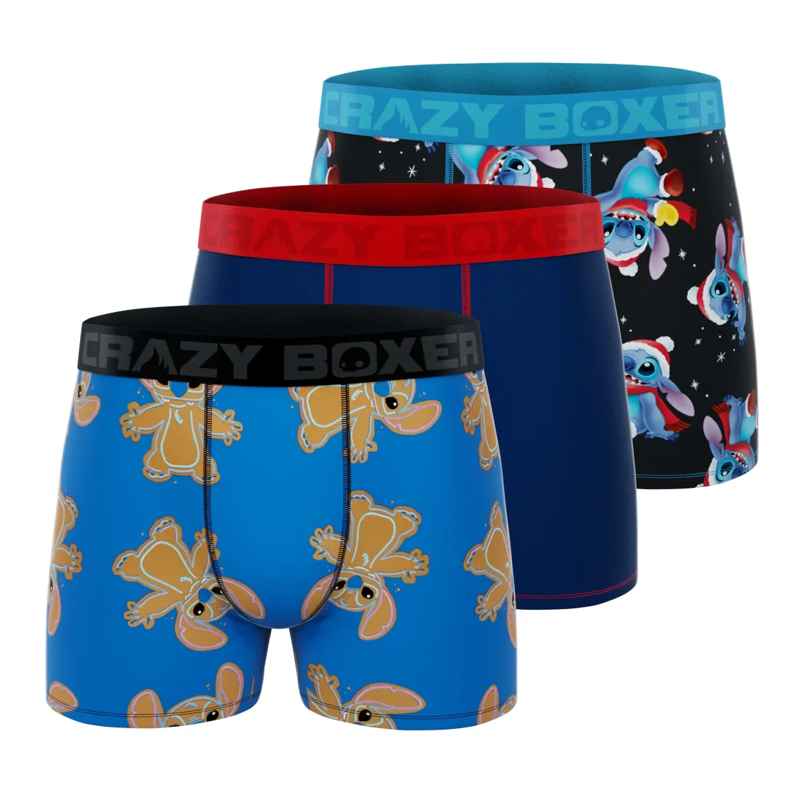 CRAZYBOXER Disney Lilo&Stitch Xmas Men's Boxer Briefs (3 Pack)