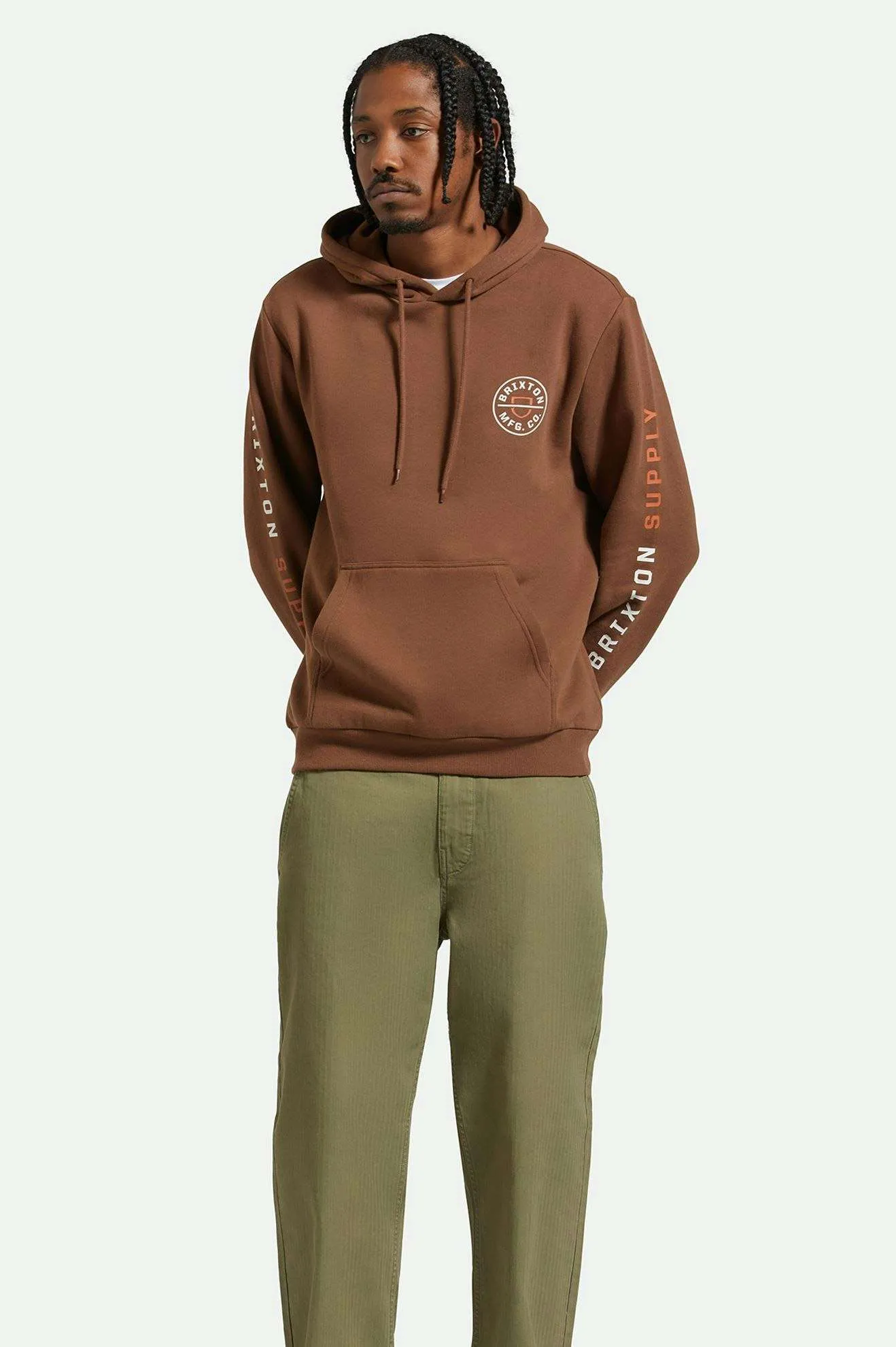 Crest Hoodie - Pinecone Brown/Rust Orange/White