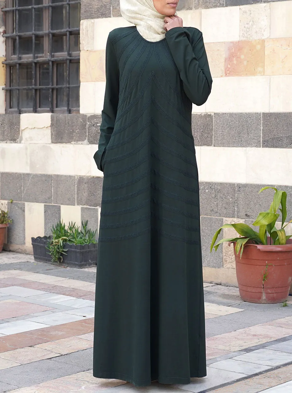 Curved Lace Jersey Abaya