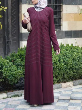 Curved Lace Jersey Abaya