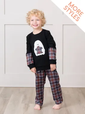 Embroidered Halloween Plaid Outfit