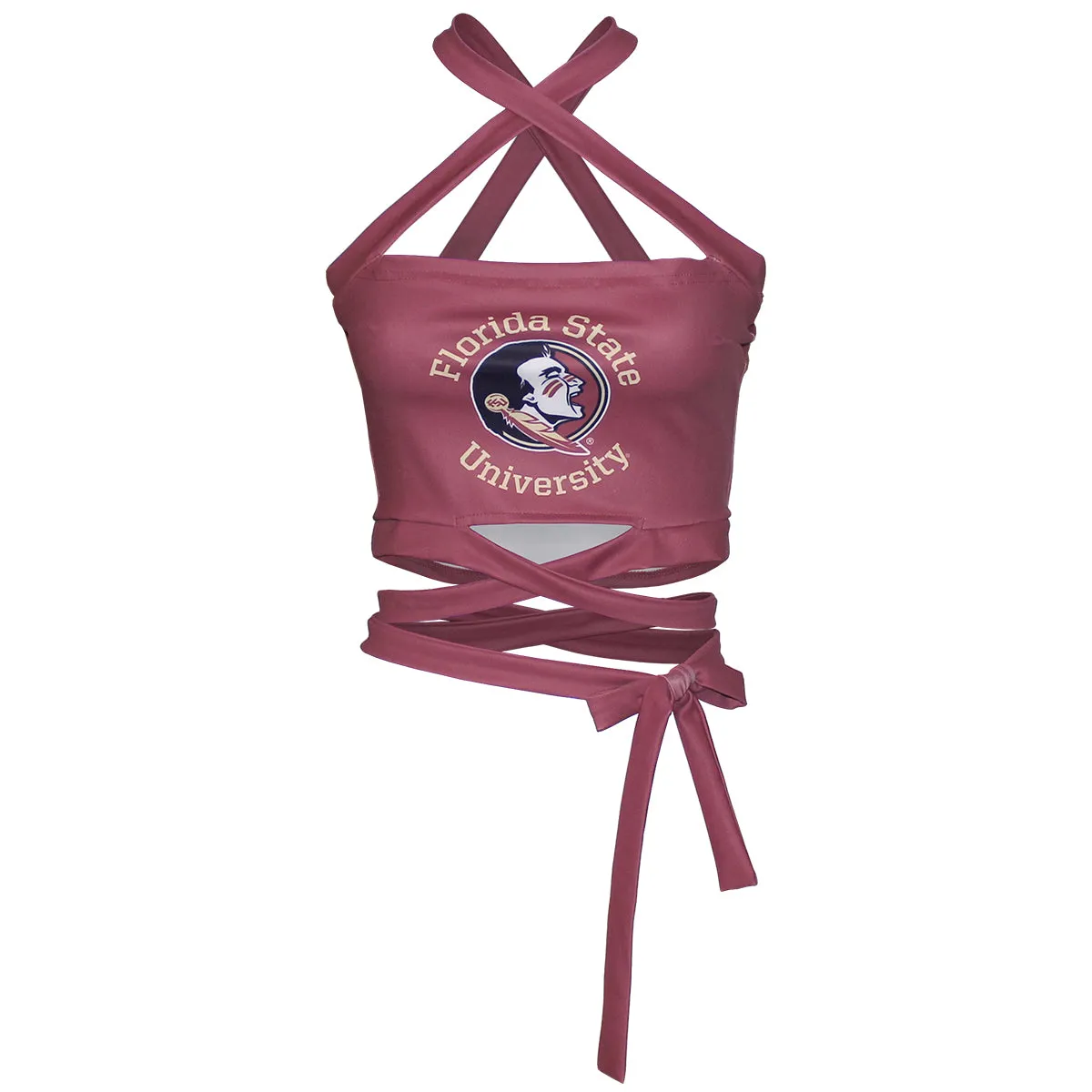 Emerson Street Women's Florida State University/Seminole Logo Design Criss Cross Bandeau - Garnet