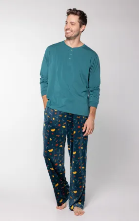 Holiday Garland Men’s Velour Pajamas - Pet & Owner