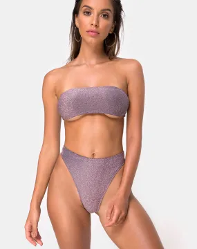 Izarla Bikini Tube Top in Gunmetal Glitter