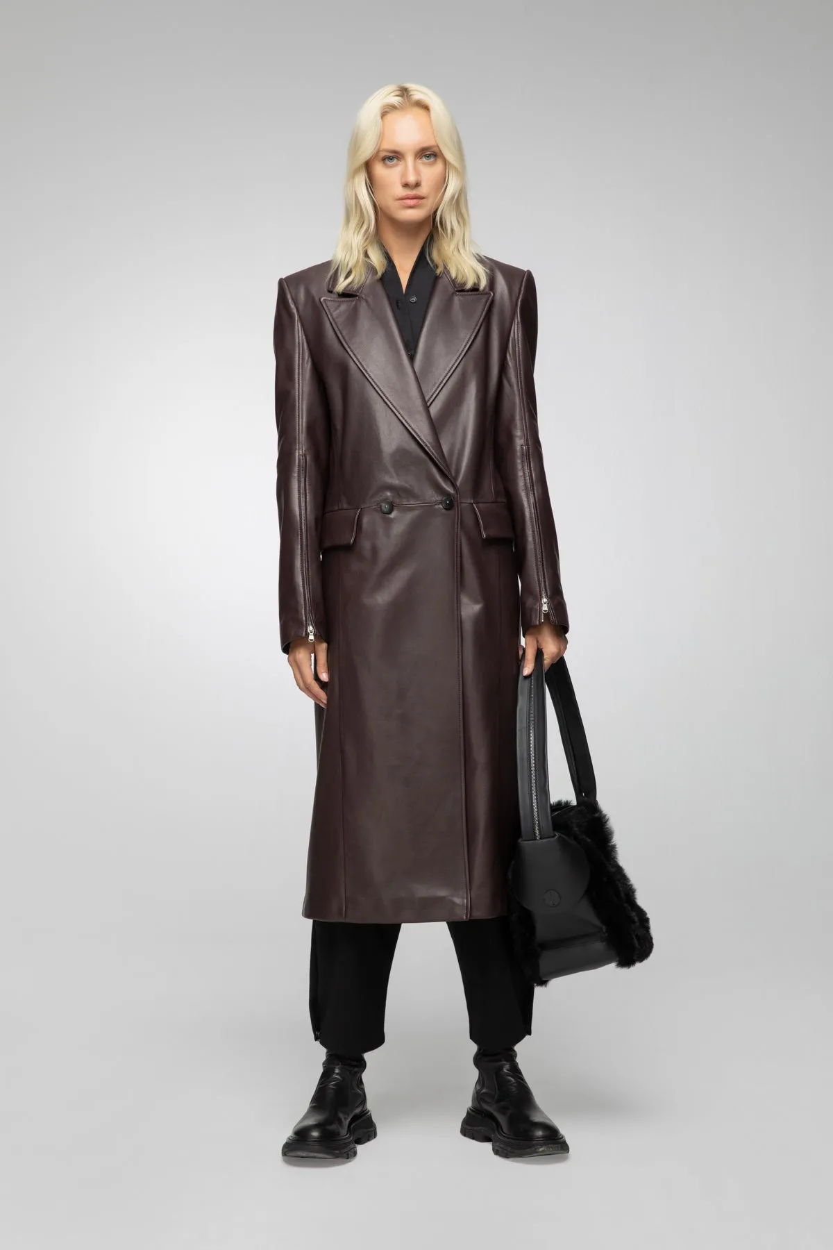 Lorrie - Bordeaux Leather Coat