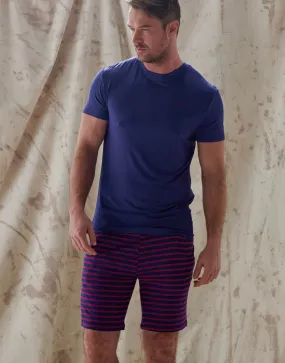 Men's Bamboo Sleep Shorts – Wine & Navy Stripe