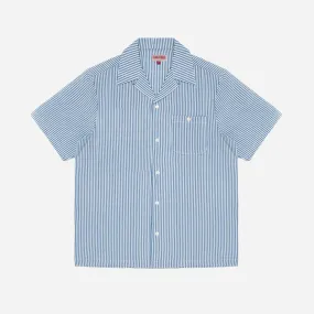 QUINCY SEERSUCKER SHORT SLEEVED SHIRT - NAVY/WHITE