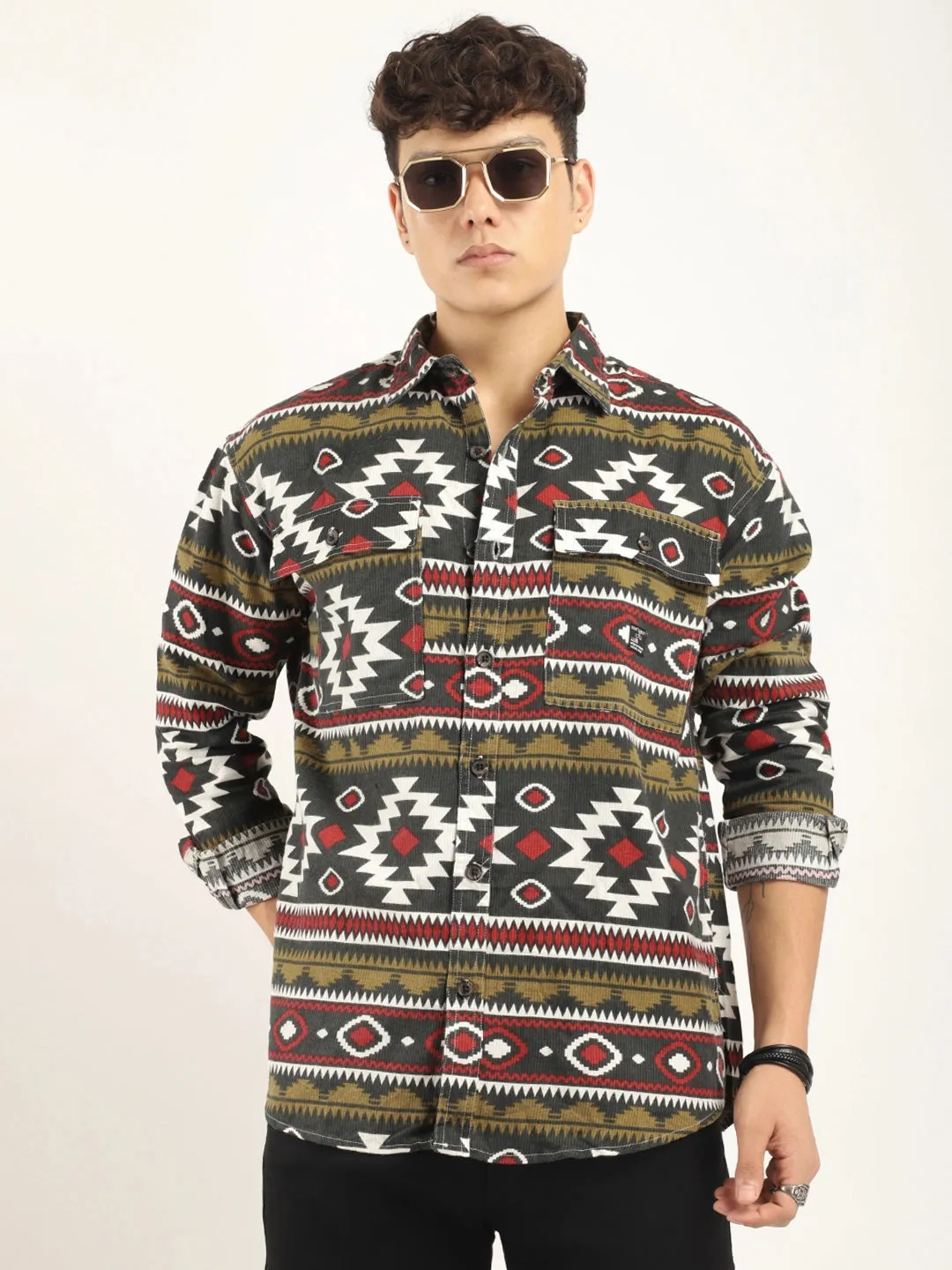 Red COD Jacquard Print Shirt