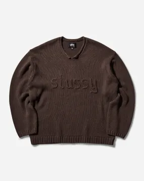 Roll V-Neck Logo Sweater Brown