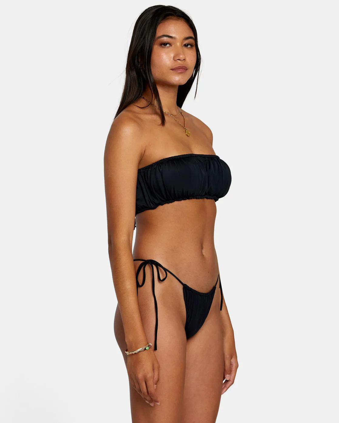 Solid 2-Way Bandeau Bikini Top - Black