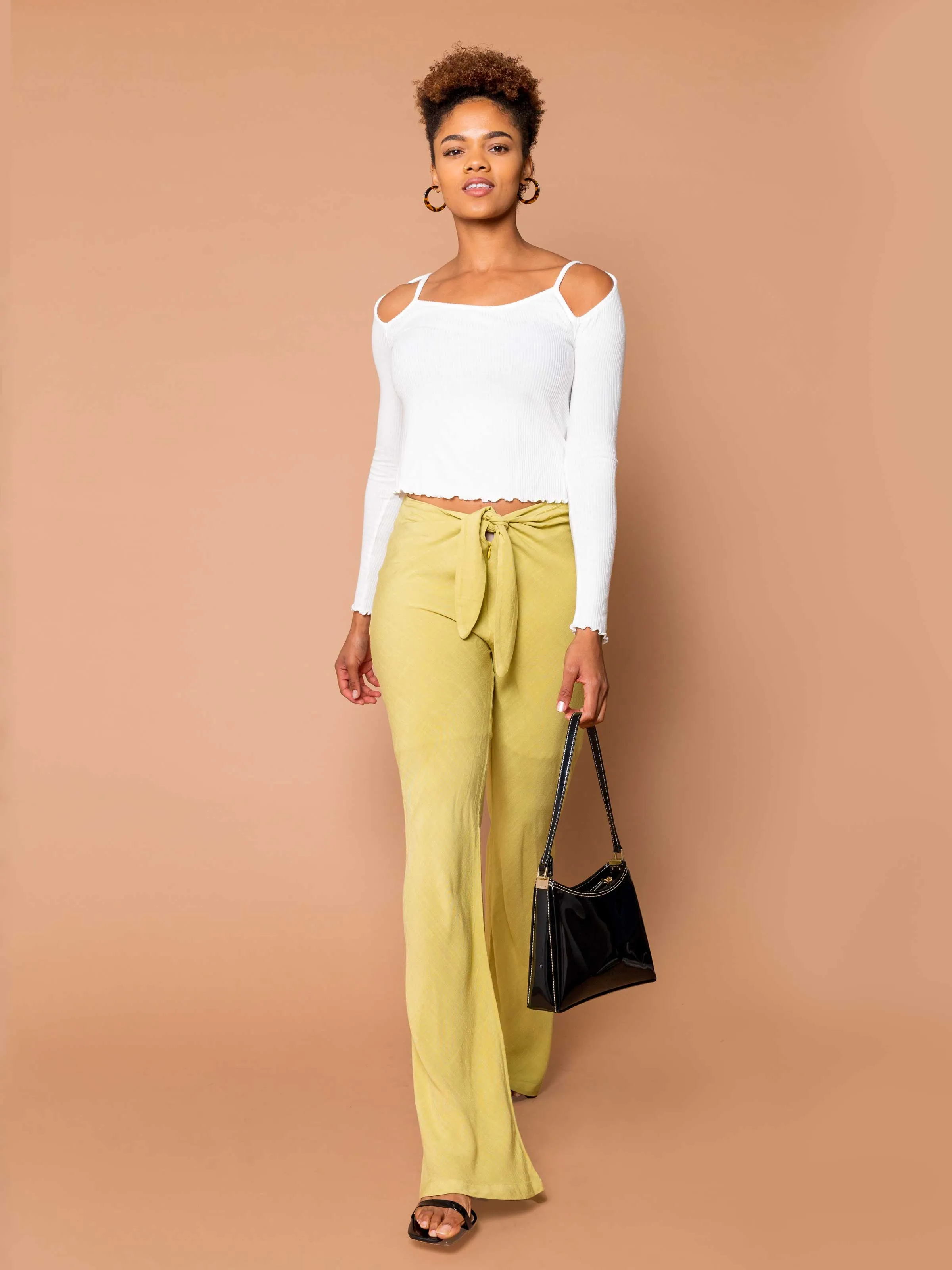 THE TIED SLIM FLARE PANT ~ Pear