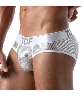 TOF PARIS Star Briefs Glitery Microfibre Fabric Low-Waist Brief Silver 36