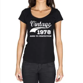 'Vintage Aged to Perfection 1978, Black, Women's Short Sleeve Round Neck T-shirt, gift t-shirt 00345